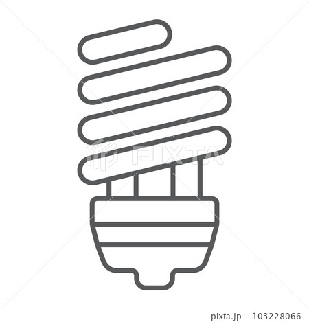 Energy saving thin line icon, ecology lamp 103228066