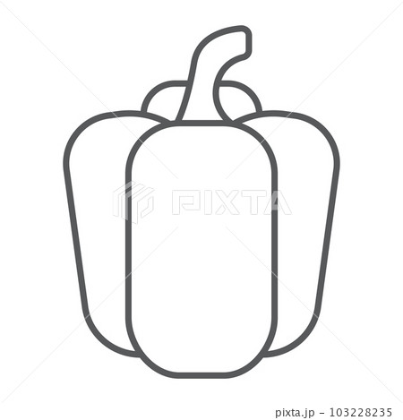 Bell pepper thin line icon, vegetable and diet 103228235