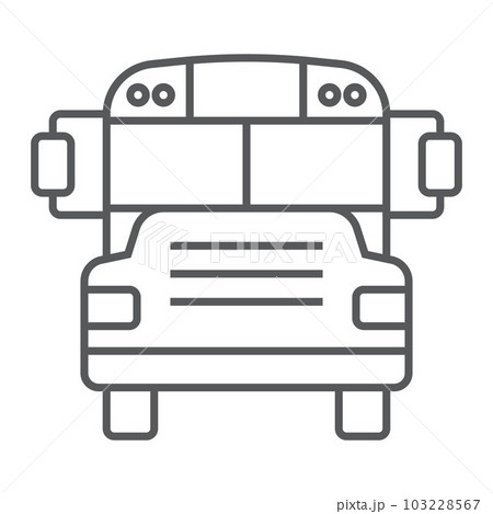 School bus thin line icon, school and education 103228567