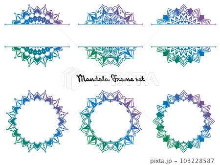 豪華な曼荼羅フレームセット。円型パターン。 103228587