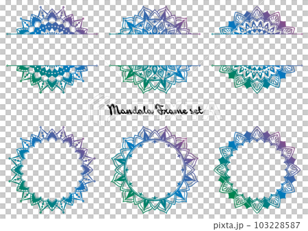 豪華な曼荼羅フレームセット。円型パターン。 103228587