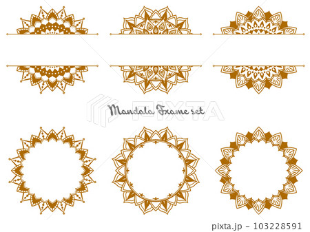豪華な曼荼羅フレームセット。円型パターン。 103228591