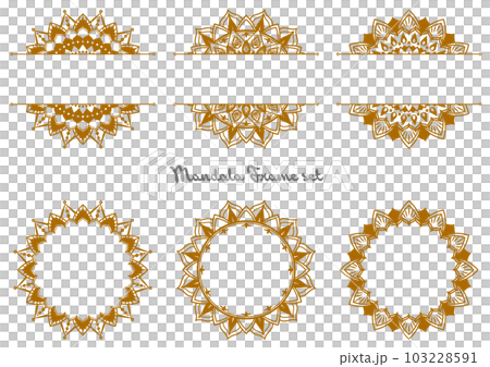 豪華な曼荼羅フレームセット。円型パターン。 103228591