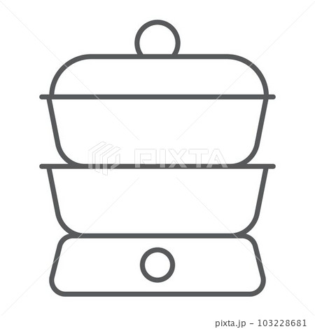 Double boiler thin line icon, kitchen and cooking Double boiler thin line icon, kitchen and cooking 103228681
