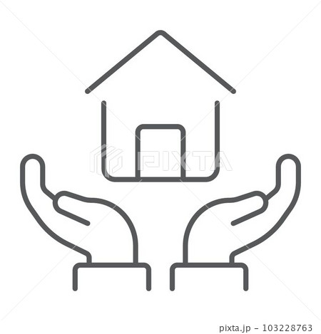 Home in hands thin line icon, real estate and home Home in hands thin line icon, real estate and home 103228763