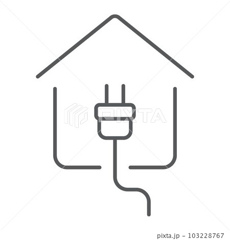 Electricity home thin line icon, real estate 103228767