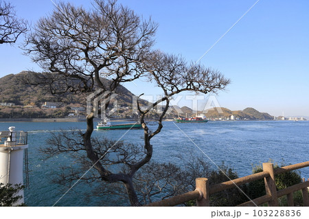 めかり観潮遊歩道から見る関門海峡 103228836