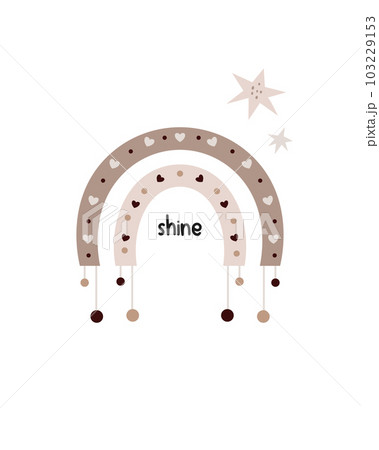 Cute sweet design with han drawn rainbow in a boho style. Cute sweet design with han drawn rainbow in a boho style. 103229153