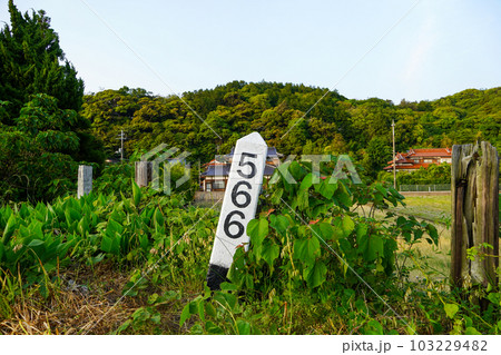山陰本線566キロポスト・長門大井駅 山陰本線566キロポスト・長門大井駅 103229482