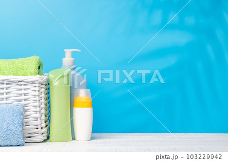 Body care items and bathroom towels Body care items and bathroom towels 103229942
