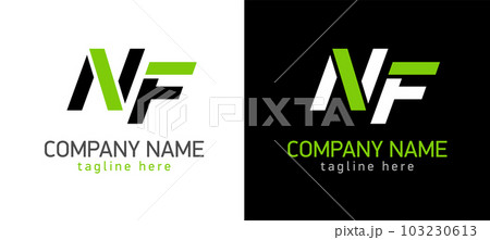 Logo Emblem Monogram NF. Bright stripes or line. Black and green sign Logo Emblem Monogram NF. Bright stripes or line. Black and green sign 103230613