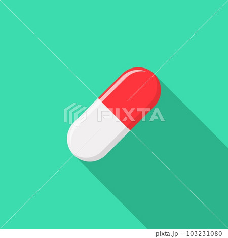 Red Pill Capsule, Medicine, vector mark symbols green style. Isolated icon. 103231080