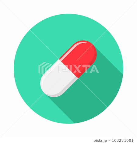 Red Pill Capsule, Medicine, vector mark symbols green style. Isolated icon. 103231081