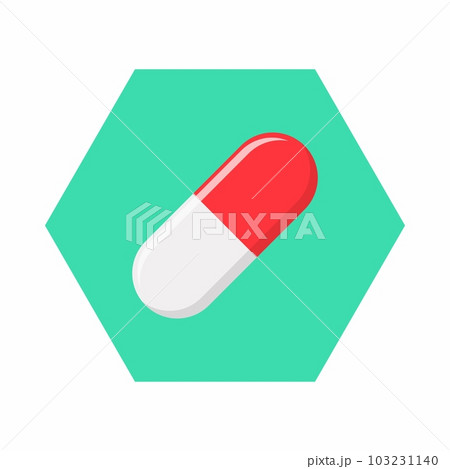 Red Pill Capsule, Medicine, vector mark symbols green style. Isolated icon. 103231140