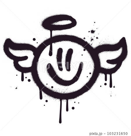 Urban graffiti spray paint angel smile - Stock Illustration