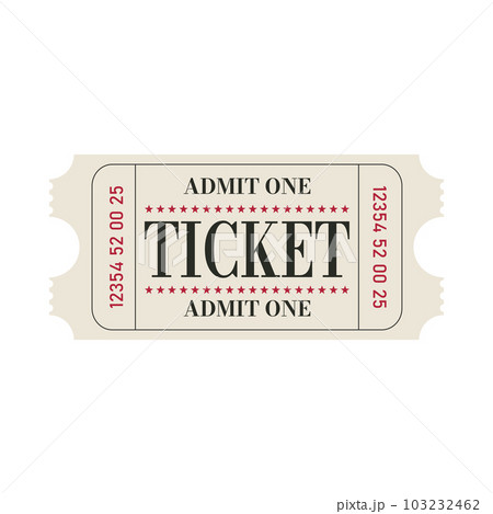 Retro ticket desogn template. Admit one.Ticket for cinema, movie,circus,carnaval,film,festival etc.Vector illustration 103232462
