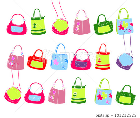 Hand drawn colored women bags set 103232525