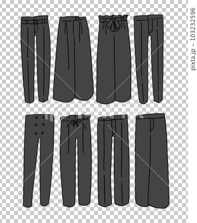 黒のパンツのイラストセット 黒のパンツのイラストセット 103232596