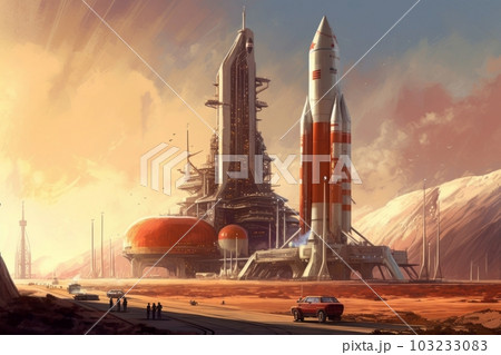 未来的なロケットの発射場：AI作品のイラスト素材 [103233083] - PIXTA