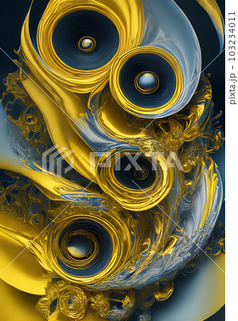 Floral 3D swirl in yellow gold. 103234011