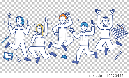 Illustration of a man and a woman who work as mechanical designers 103234354