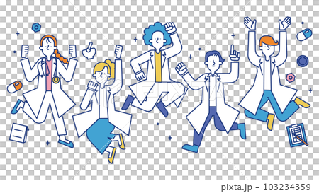 薬剤師の職業に就く男性と女性のイラスト 薬剤師の職業に就く男性と女性のイラスト 103234359