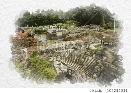 水彩画風 伊万里大川内山 秘窯の里 佐賀県伊万里市 水彩画風 伊万里大川内山 秘窯の里 佐賀県伊万里市 103235311