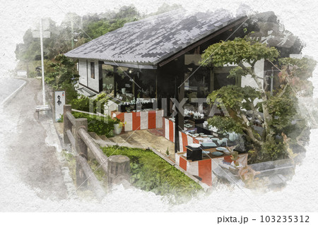 水彩画風 伊万里大川内山 秘窯の里 佐賀県伊万里市 水彩画風 伊万里大川内山 秘窯の里 佐賀県伊万里市 103235312