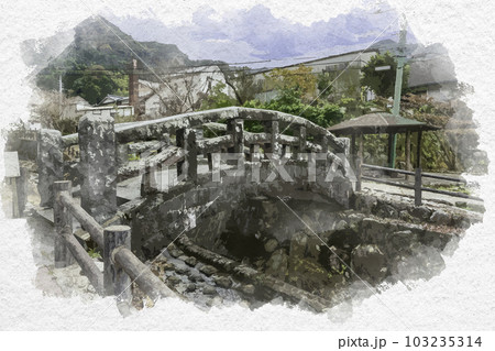 水彩画風　伊万里大川内山　秘窯の里　佐賀県伊万里市 103235314