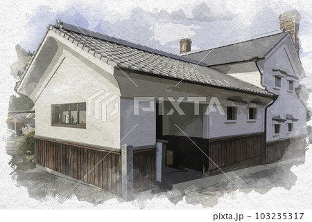 水彩画風 伊万里大川内山 秘窯の里 佐賀県伊万里市 水彩画風 伊万里大川内山 秘窯の里 佐賀県伊万里市 103235317