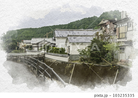 水彩画風 伊万里大川内山 秘窯の里 佐賀県伊万里市 水彩画風 伊万里大川内山 秘窯の里 佐賀県伊万里市 103235335