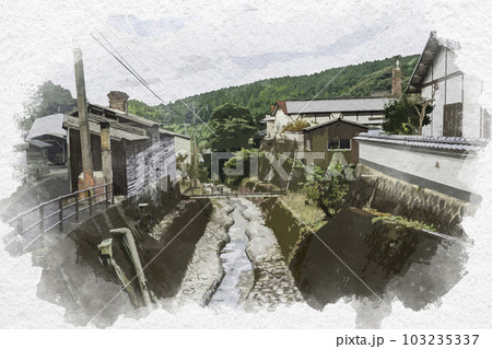 水彩画風　伊万里大川内山　秘窯の里　佐賀県伊万里市 103235337
