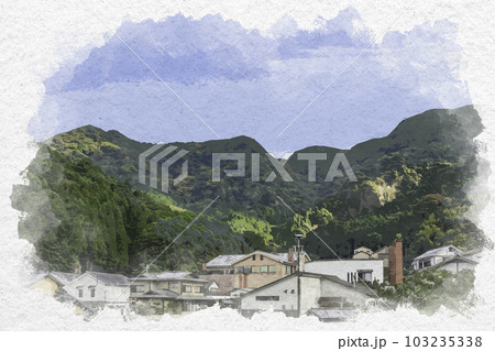 水彩画風　伊万里大川内山　秘窯の里　佐賀県伊万里市 103235338