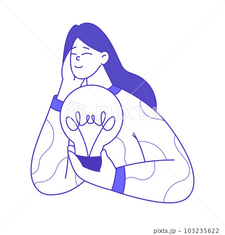 Happy Woman with Lightbulb as Business Marketing Vector Illustration Happy Woman with Lightbulb as Business Marketing Vector Illustration 103235622