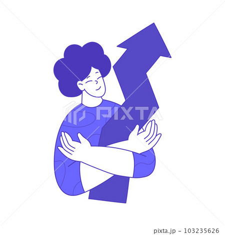 Happy Woman with Arrow Up as Business Marketing Vector Illustration 103235626