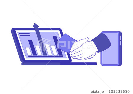 Business and Marketing with Handshake with Laptop and Smartphone Vector Illustration Business and Marketing with Handshake with Laptop and Smartphone Vector Illustration 103235650