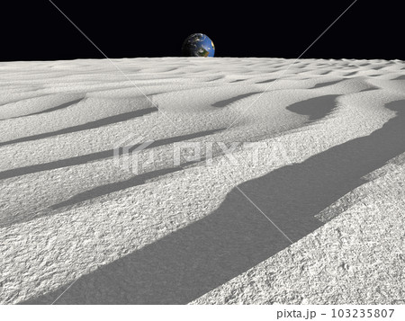 月面から見える地球の3Dイラストレーション 103235807