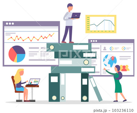 Workers Research Building Business Online Vector 103236110