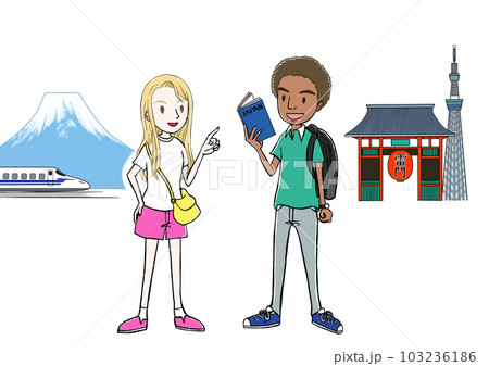 日本観光をする外国人 103236186