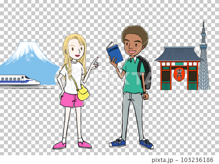 日本観光をする外国人 103236186