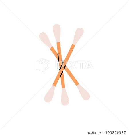 Cotton ear swab, ear sticks icon. Makeup and beauty tools silhouette. Vector illustration. 103236327