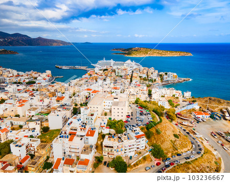 Agios Nikolaos aerial panoramic view, Crete island, Greece Agios Nikolaos aerial panoramic view, Crete island, Greece 103236667
