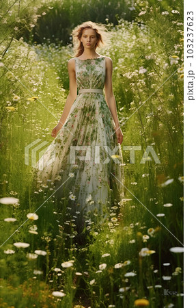 Floral couture photography, dream and fashion concept - generative AI, AI generated 103237623