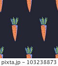 Summer garden carrot, cartoon vegetable seamless pattern, bright texture 103238873