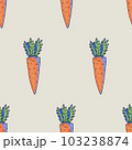 Summer garden carrot, cartoon vegetable seamless pattern, bright texture 103238874