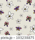 Cartoon summer flowers seamless pattern with flowers, blooming floral texture 103238875