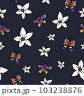 Cartoon summer flowers seamless pattern with flowers, blooming floral texture 103238876
