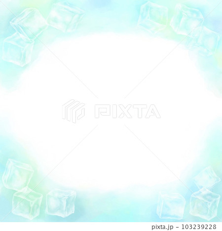 涼しげな氷のイラスト。水彩タッチのおしゃれなフレーム。 涼しげな氷のイラスト。水彩タッチのおしゃれなフレーム。 103239228