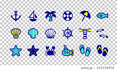 Marine motif vector icon set 103239458