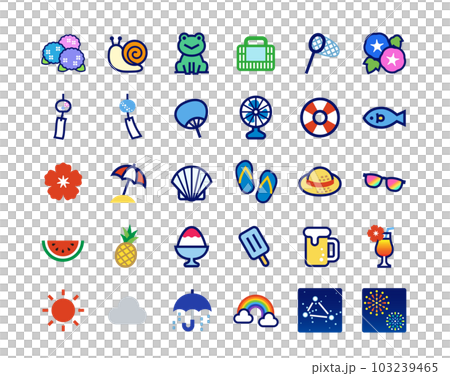 Vector icon set of rainy season, early summer and summer items 103239465